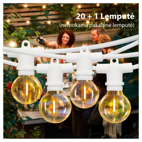 Lauko girlianda (LED lemputės) 100 m Perl balta image 3