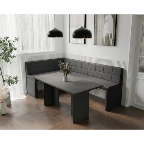 Virtuvinis kampas MELVIN, kairinis, juodas, 142 × 196 cm image 1