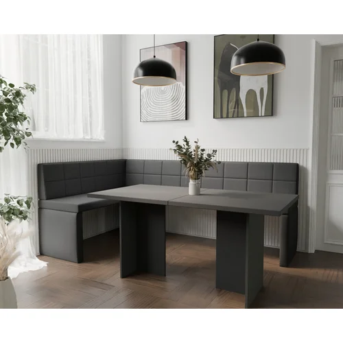 Virtuvinis kampas MELVIN, kairinis, juodas, 142 × 196 cm image 2