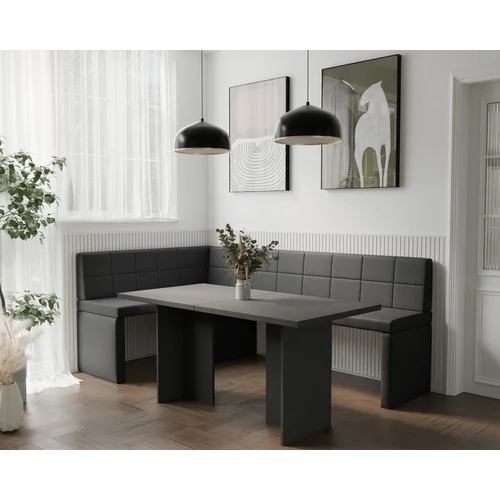 Virtuvinis kampas MELVIN, kairinis, juodas, 142 × 196 cm image 3