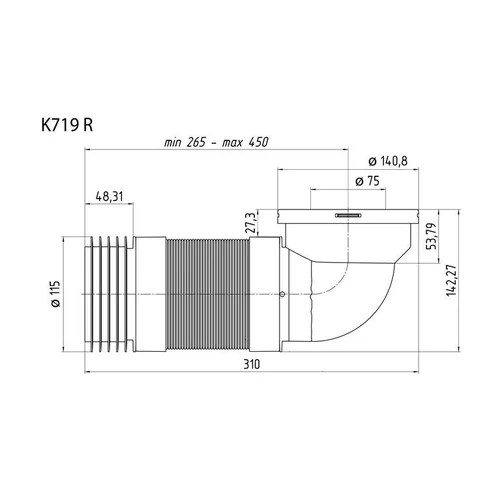 Ani Plast K719R unitazo mova 90° Ø115/Ø141 mm image 2