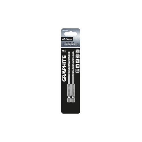 Grąžtas metalui Hex 4,0 mm, 2 vnt. image 2
