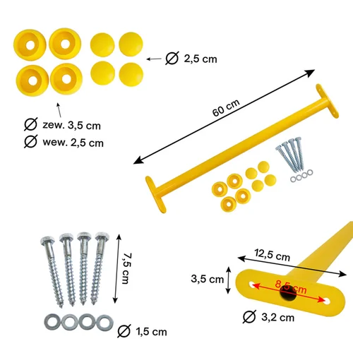 Metalinis skersinis 60 cm, geltonas image 2