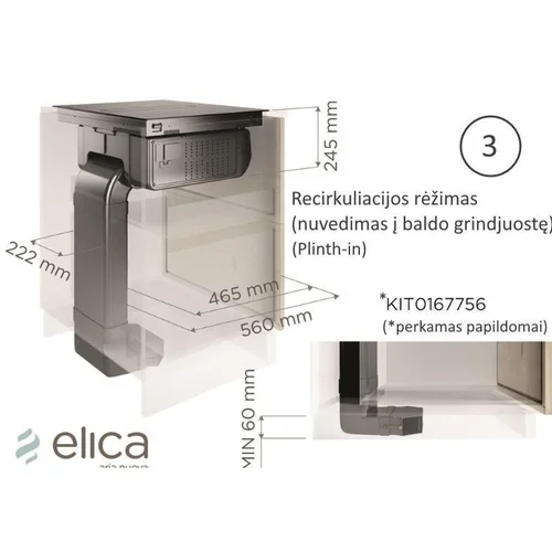 Elica KIT0167756 Recirkuliacijos komplektas Nikolatesla FIT serijos gartraukiams su integruota kaitlente image 2