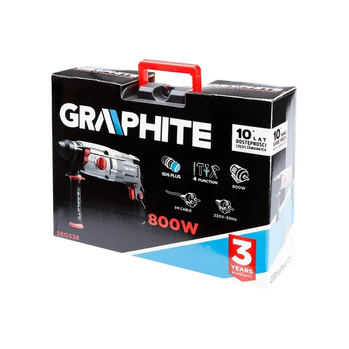 Perforatorius GRAPHITE 58G538 SDS+ 800W lagamine image 2