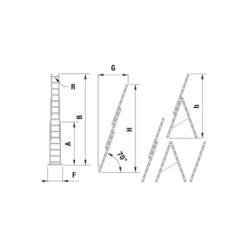 FORTE aliuminės dvipusės ištraukiamos kopėčios 3x12 (356–865 cm) image 2
