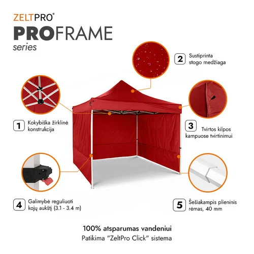 Zeltpro PROFRAME Palapinė 2x2 Raudona image 2