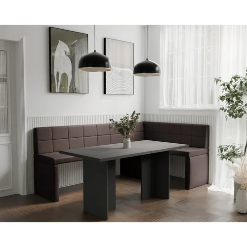 MELVIN virtuvinis kampas 128 × 168 cm, dešinysis, rudas image 2