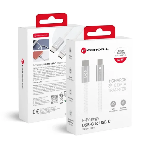 Forcell F-Energy Cafule Color ACYH23 USB-C kabelis, 1,2 m, baltas image 3