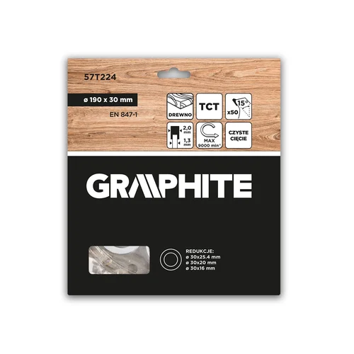 GRAPHITE Medžio pjovimo diskas 190 x 30 mm, 50 dantų image 2