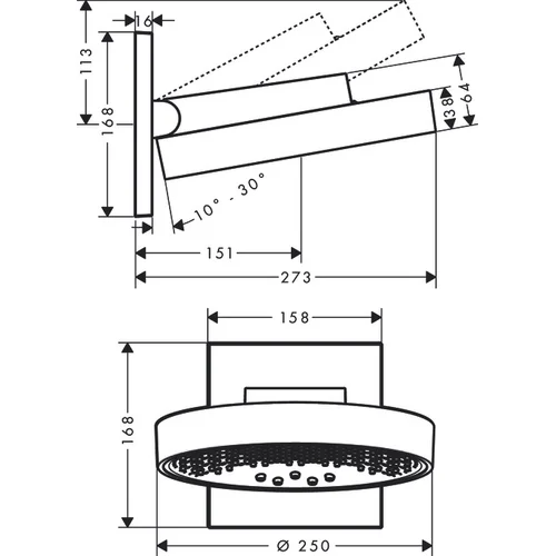 Hansgrohe Rainfinity 26232700 Dušo galva su sienine jungtimi image 2
