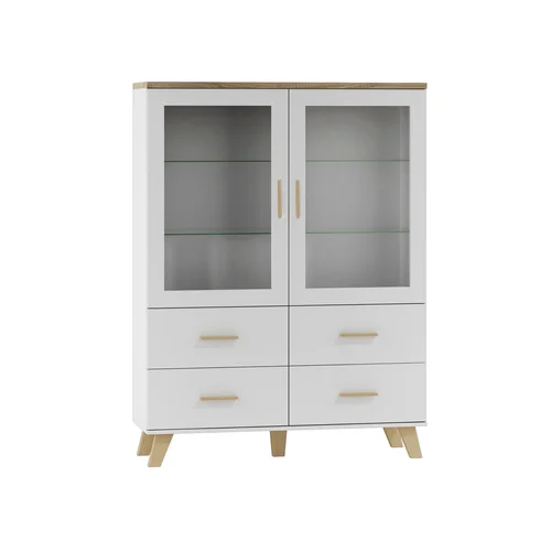 Cama LOTTA 2D4D vitrininė spintelė, balta / Sonoma ąžuolo image 1