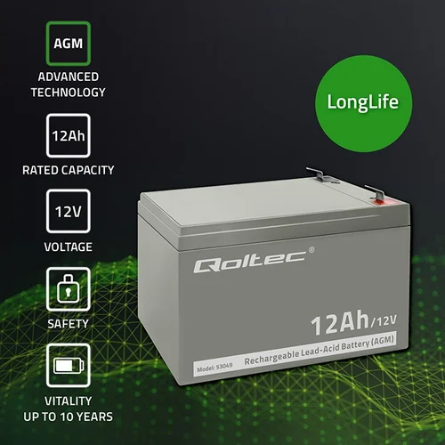 Qoltec 53049 AGM akumuliatorius 12 V 12 Ah image 2