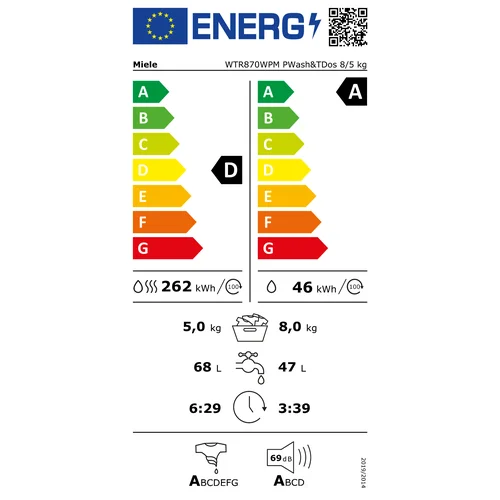 Skalbimo mašina su džiovinimo funkcija Miele WTR870 WPM image 2