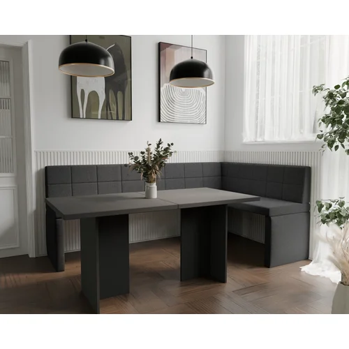 Virtuvinis kampas MELVIN 128 × 168 cm, dešininis, Inari 100 juodas image 2