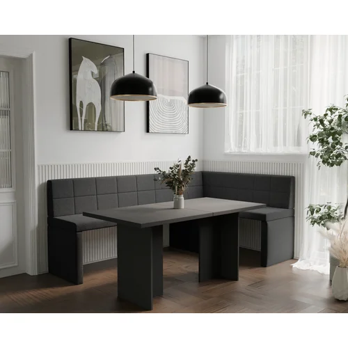 Virtuvinis kampas MELVIN 128 × 168 cm, dešininis, Inari 100 juodas image 3