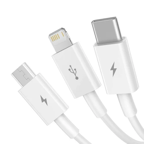 Baseus Superior kabelis USB–microUSB/Lightning/Type-C, 3.5 A, 1.5 m Baltas CAMLTYS-02 image 2