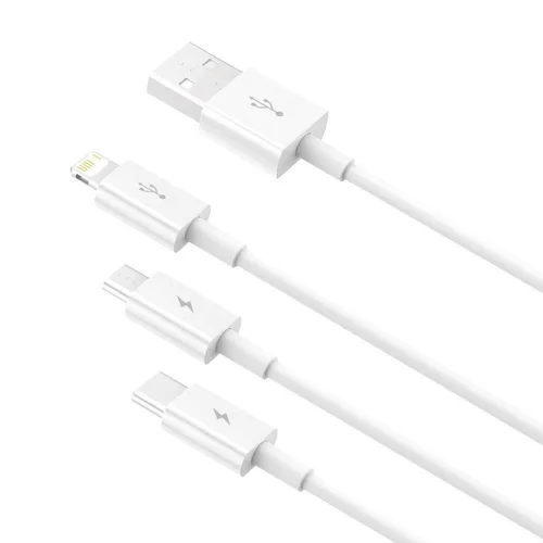Baseus Superior kabelis USB–microUSB/Lightning/Type-C, 3.5 A, 1.5 m Baltas CAMLTYS-02 image 3