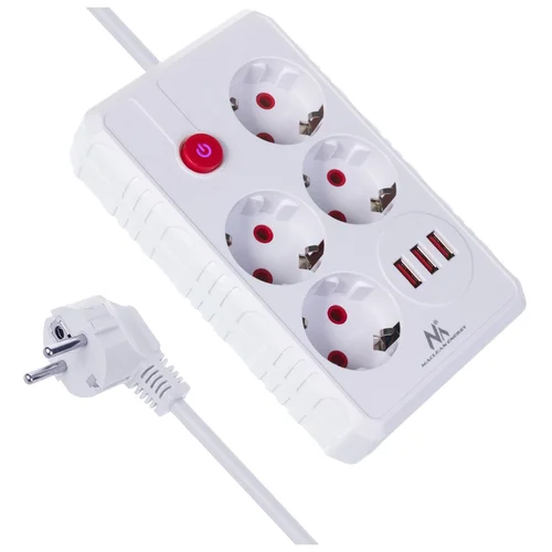 Maclean MCE393 W 4 lizdų prailgintuvas su 3 USB-A image 1