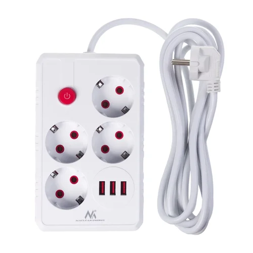 Maclean MCE393 W 4 lizdų prailgintuvas su 3 USB-A image 2