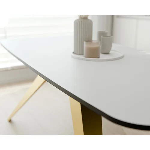 FENTO išskleidžiamas stalas 180 cm, auksinis / arktinė balta image 3