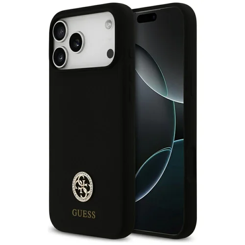 Guess Silikoninis Logo Strass 4G MagSafe dėklas iPhone 17 Pro Max, juodas image 1