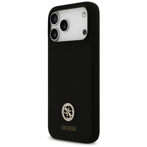 Guess Silikoninis Logo Strass 4G MagSafe dėklas iPhone 17 Pro Max, juodas image 2