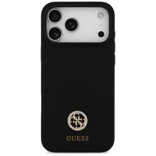 Guess Silikoninis Logo Strass 4G MagSafe dėklas iPhone 17 Pro Max, juodas image 3