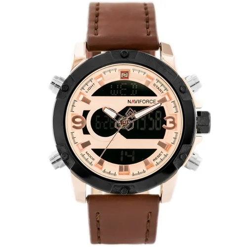 NAVIFORCE NF9097 vyriškas laikrodis, rudas ir rožinio aukso image 1