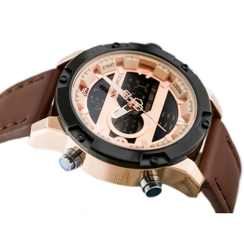 NAVIFORCE NF9097 vyriškas laikrodis, rudas ir rožinio aukso image 3