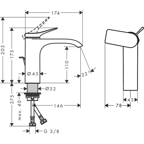 Hansgrohe Vivenis 110 praustuvo maišytuvas, bronzos image 2