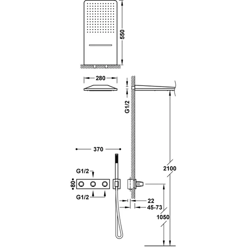 Potinkinė termostatinė dušo sistema Tres SLIM 30725305 image 2