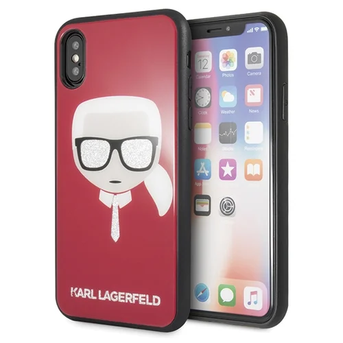Karl Lagerfeld Ikoniškas Blizgantis dėklas iPhone X/Xs, raudonas image 1