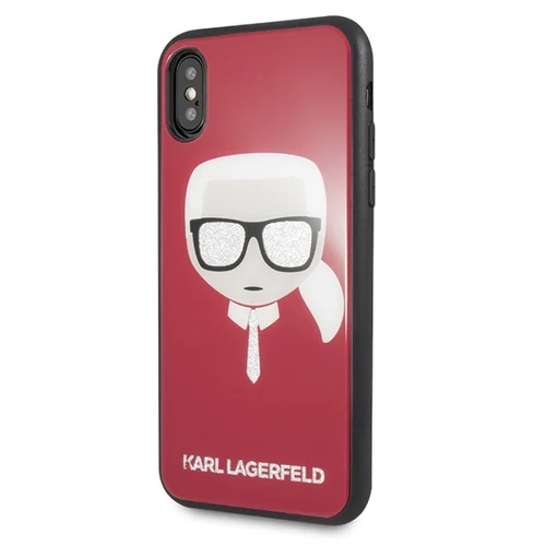 Karl Lagerfeld Ikoniškas Blizgantis dėklas iPhone X/Xs, raudonas image 2