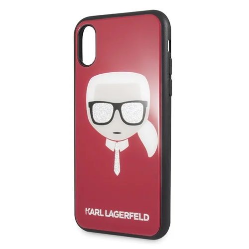 Karl Lagerfeld Ikoniškas Blizgantis dėklas iPhone X/Xs, raudonas image 3