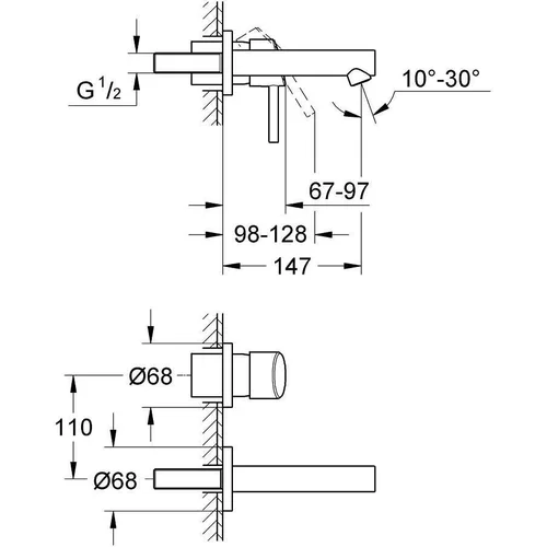 Grohe Concetto 19575001 potinkinis maišytuvas, 147 mm snapo ilgis image 3