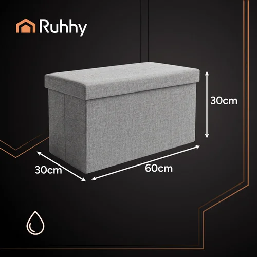 RUHHY 25996 pilkas sulankstomas pufas 60 × 30 × 30 cm image 3