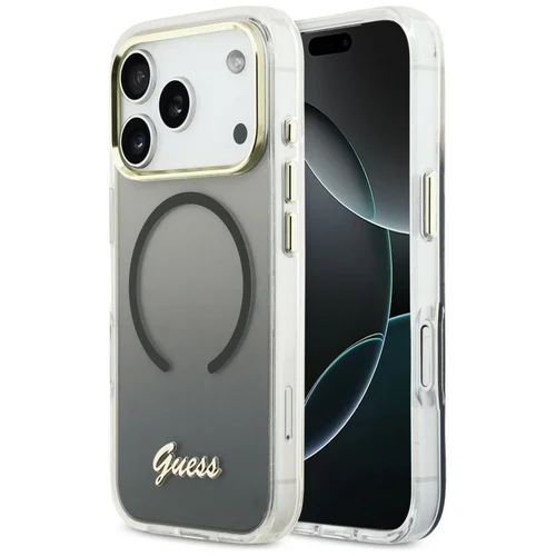 Guess IML Gradient Script Metal MagSafe dėklas iPhone 17 Pro, juodas image 1