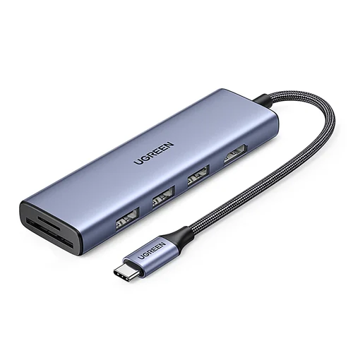 Ugreen CM511 20956A 6-in-1 USB-C šakotuvas, pilkas image 1