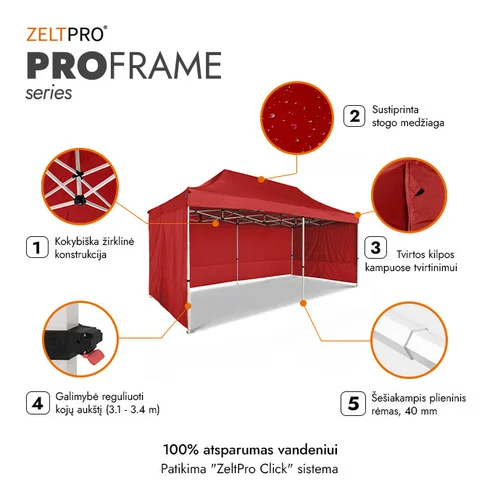 Zeltpro PROFRAME Palapinė 3x6 Raudona image 2