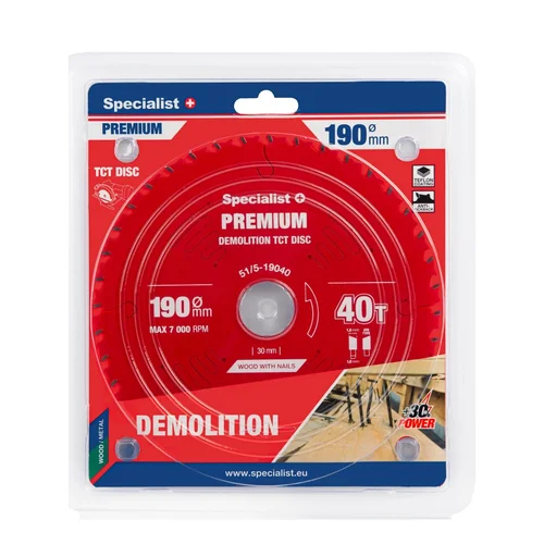 SPECIALIST+ Demolition PREMIUM Pjovimo diskas 190x40Tx30mm image 1