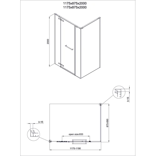 Dušo kabina PRESTIGE 120x90 juoda/pilka be pado image 2