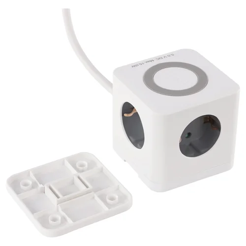 Buitinis ilgintuvas su belaidžiu įkrovikliu, 3 lizdai, USB-A/C, 1,5 m image 3
