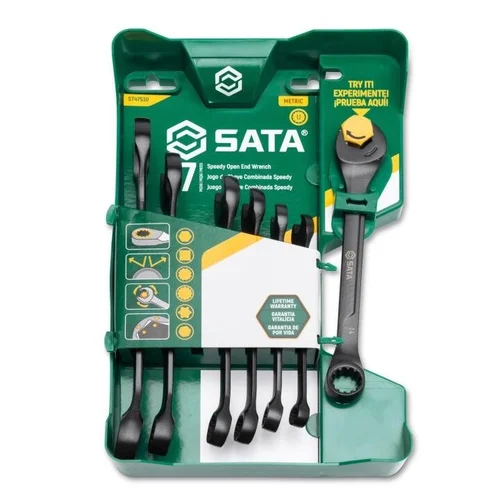 SATA SPLINE raktų su atvira terkšle rinkinys 7vnt. (8–17 mm) Juodi image 1