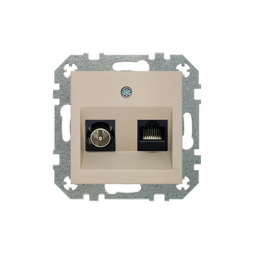 LIREGUS RETRO ITVKL-1-01.R/ONC antenos ir kompiuterio lizdas, Matinė kreminė image 1