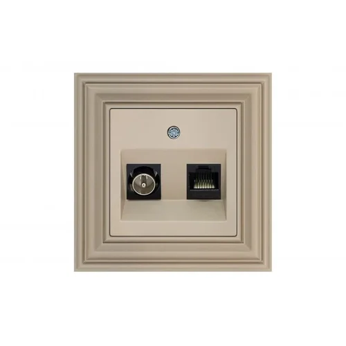 LIREGUS RETRO ITVKL-1-01.R/ONC antenos ir kompiuterio lizdas, Matinė kreminė image 2