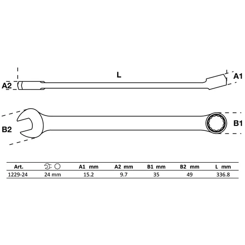 BGS technic 1229-24 ilgas kombinuotas raktas 24 mm image 3