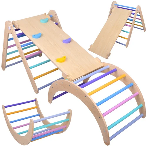 Medinė Montessori žaidimų aikštelė 3in1 ZA5389 image 1