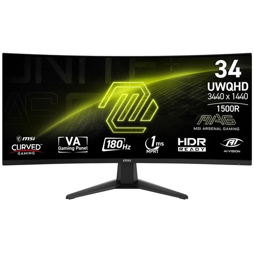 MSI MAG 346CQ 34 col. 3440 × 1440 juodas monitorius image 1