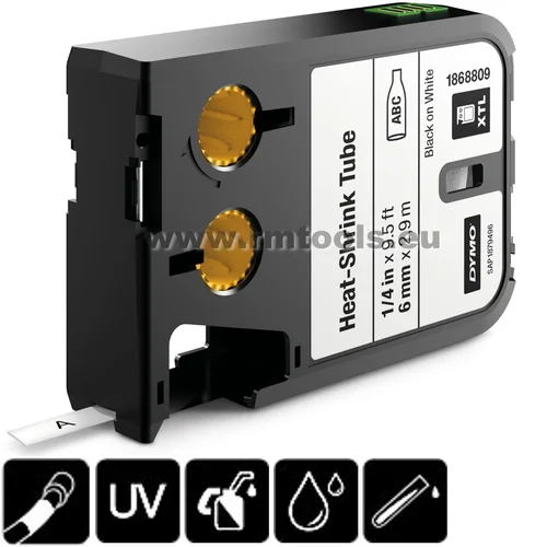 Dymo XTL 12 mm šilumos susitraukiantis vamzdelis juoda/balta 2,7 m image 1